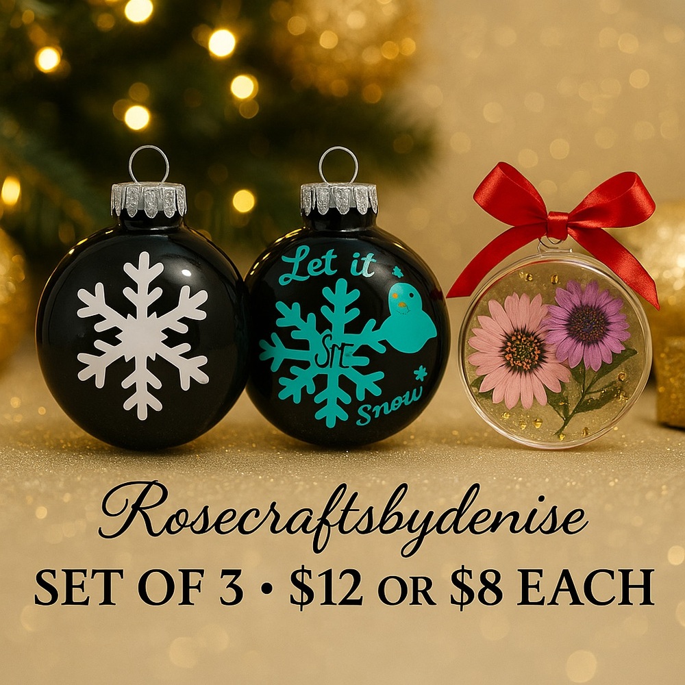Black and Green Holiday Ornament Set